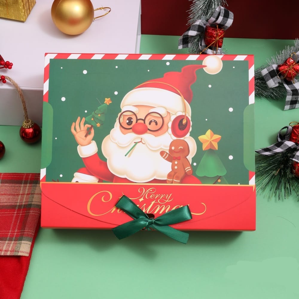 Red &amp; Green Merry Christmas Santa Gift Box