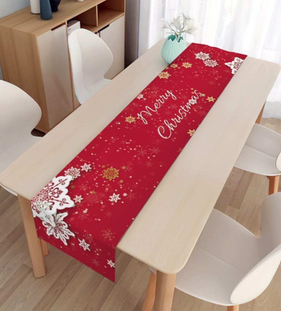 Red Merry Christmas Table Runner