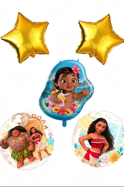 Baby Moana 5pc foil balloon set party