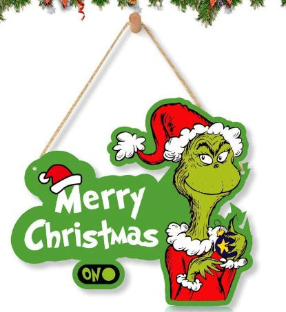 The Grinch Merry Christmas hanging sign