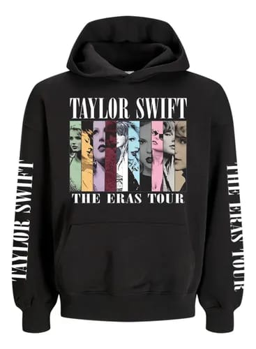Taylor Swift &quot;The Eras Tour&quot; Ver 2 Fleece Pullover Hoodie Black