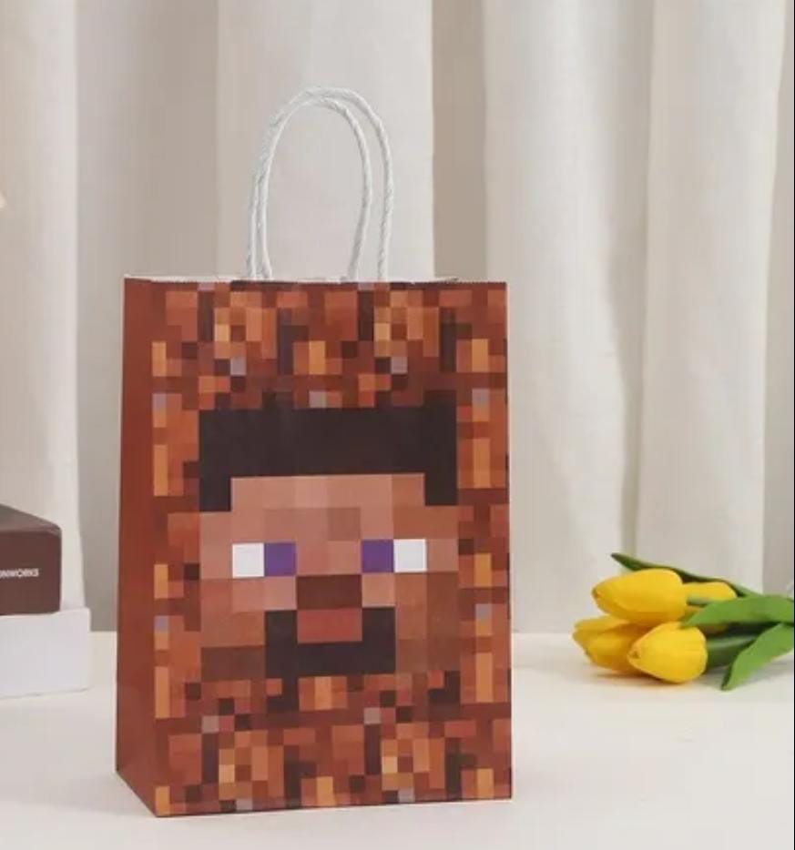 Minecraft Theme Brown Gift Bag