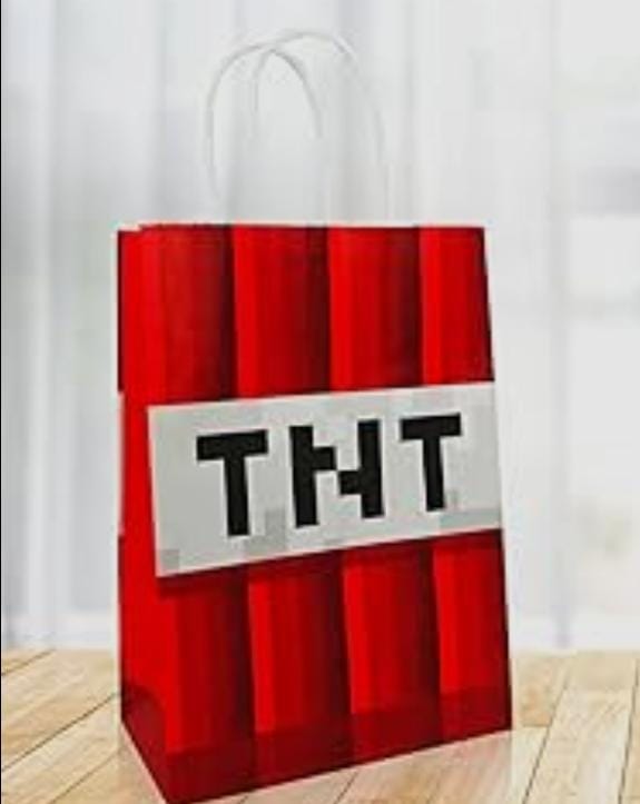 Minecraft TNT Theme Paper Gift Bag