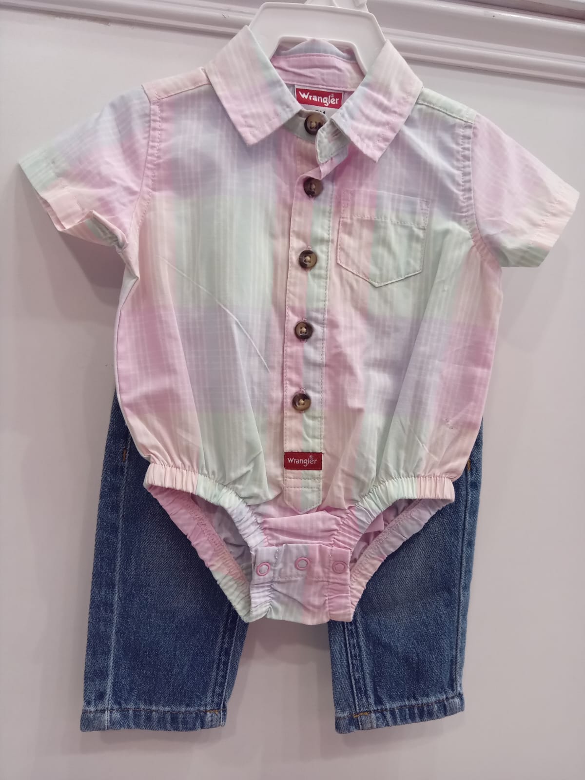 Wrangler Baby Boy Short Sleeve Body Suit and Jeans