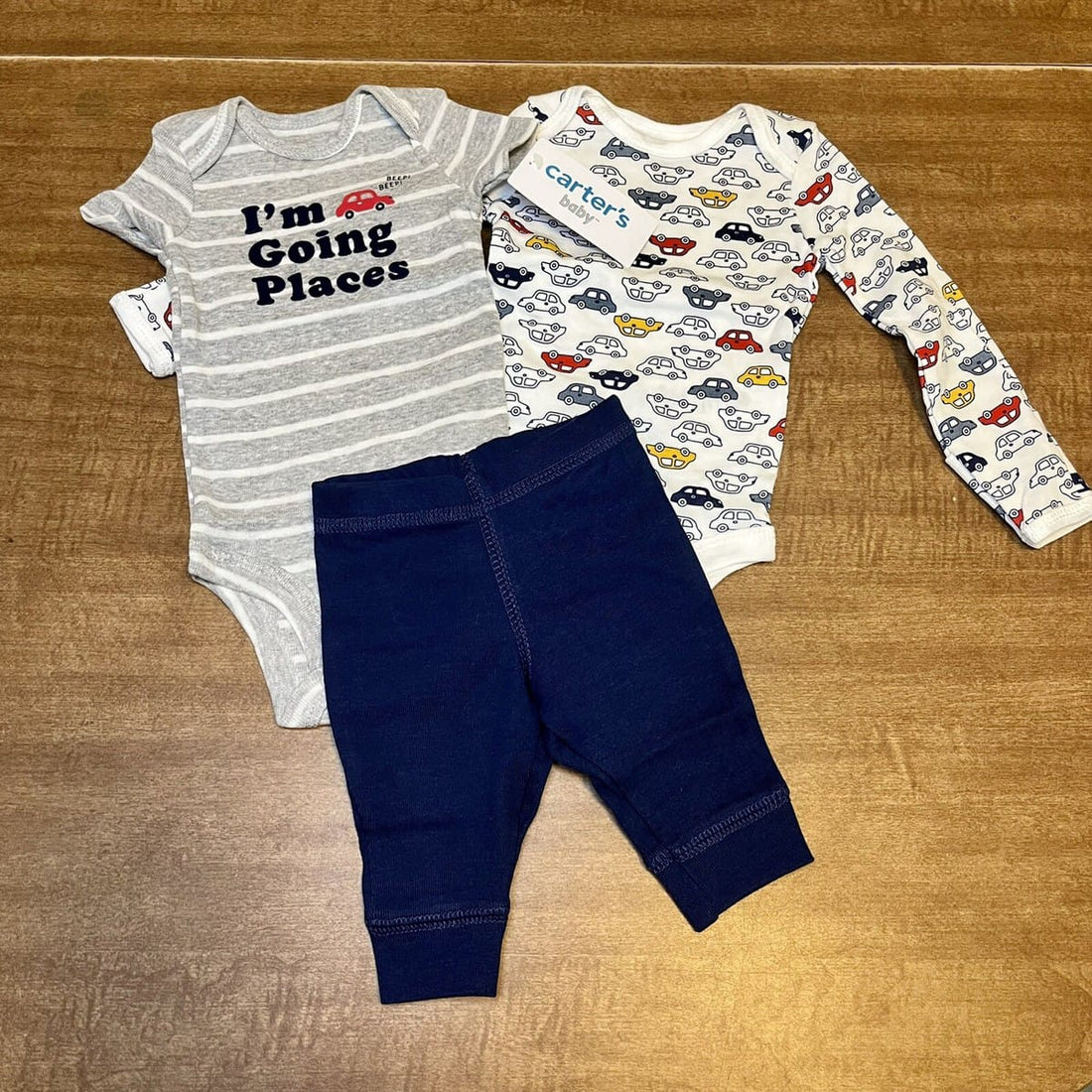 Carters Baby Boy Cars Long Sleeve Bodysuit 3pc set