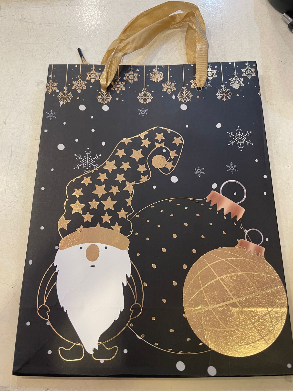 Black and Gold Gnomes Christmas Bags