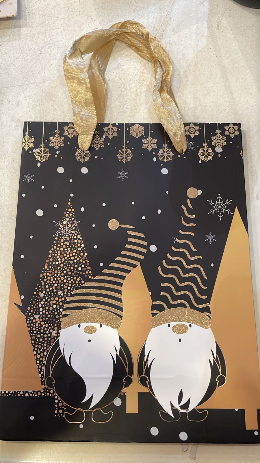 Black and Gold Gnomes Christmas Bags