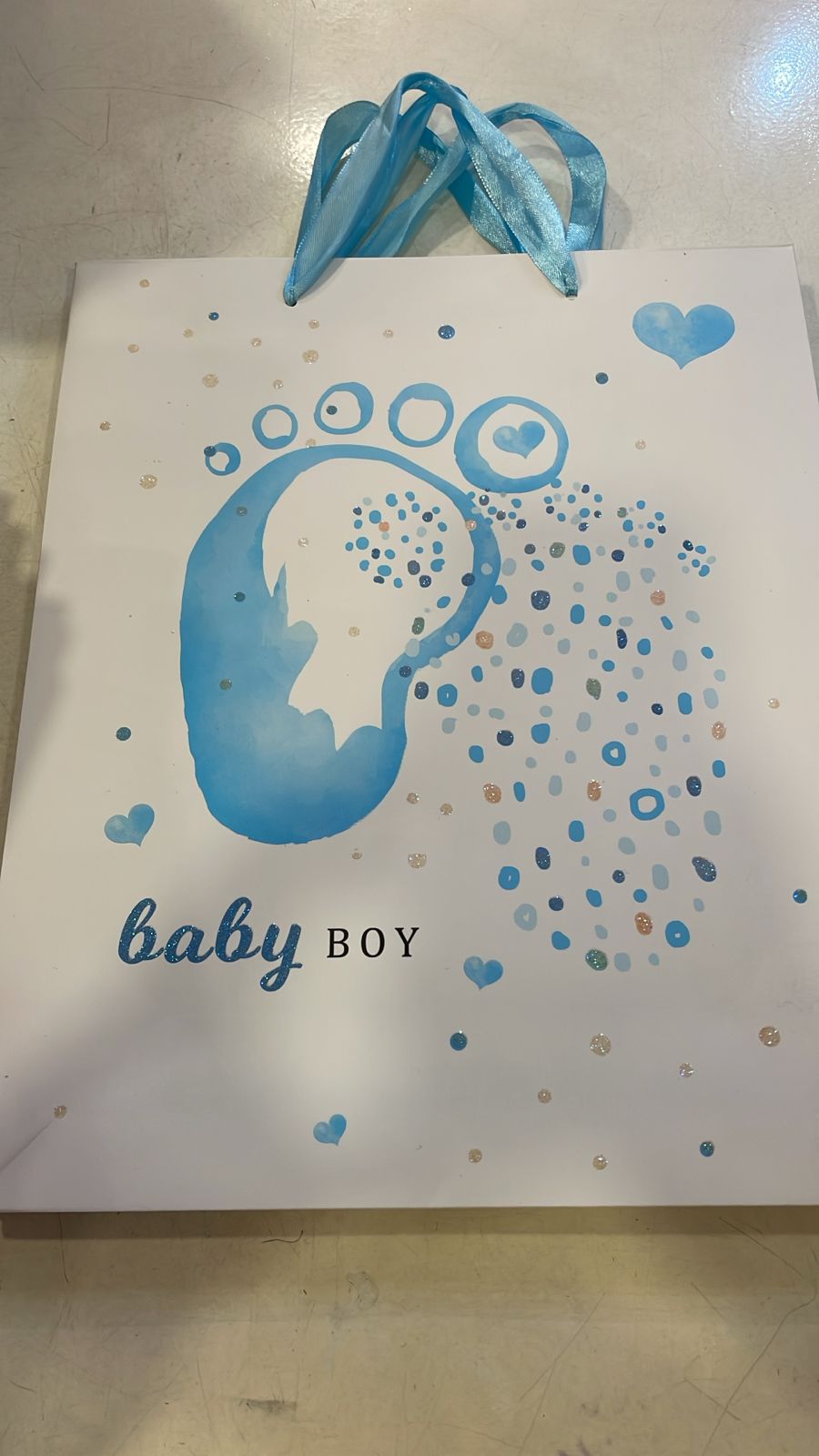Blue and White Baby Boy Gift Bag