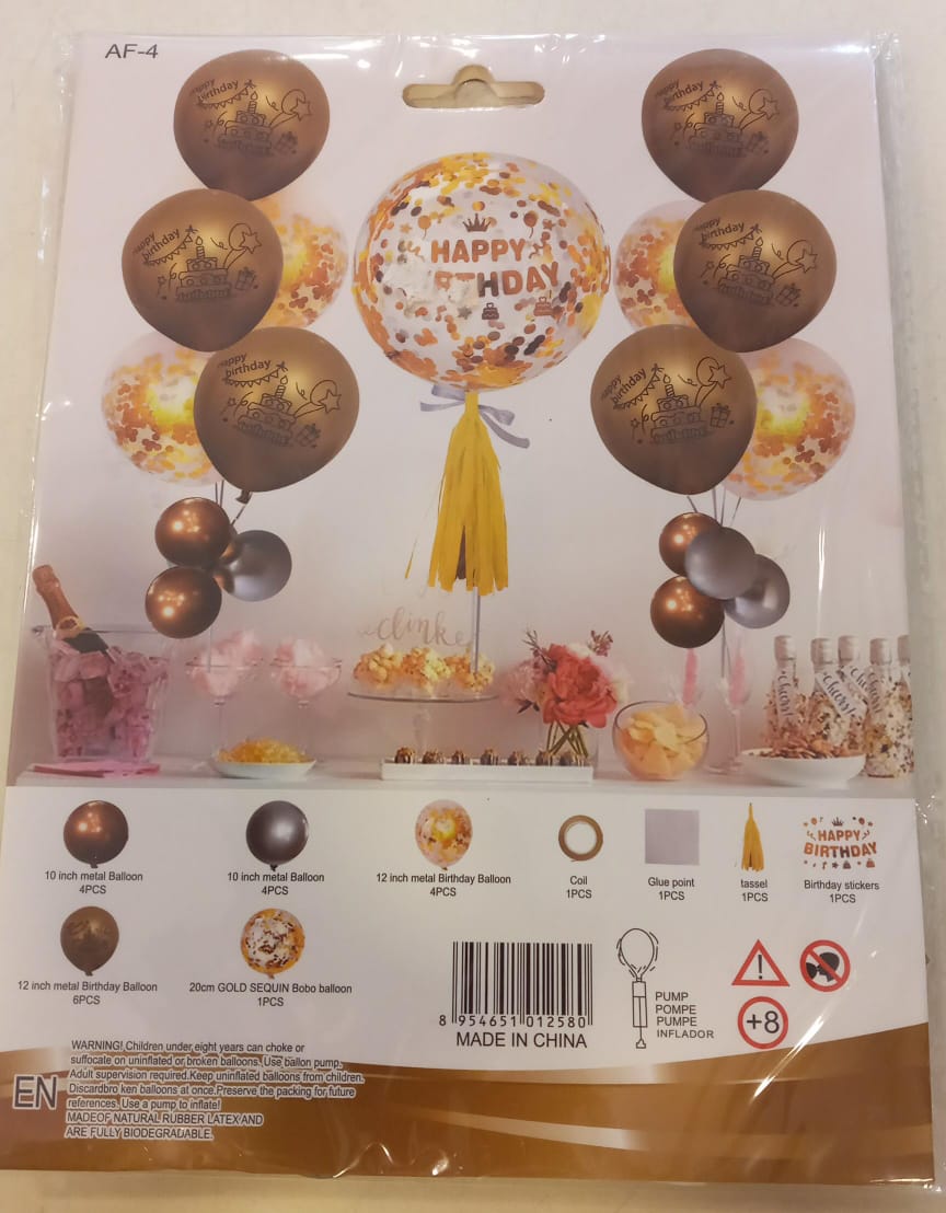 Gold Happy Birthday Balloon  Kit