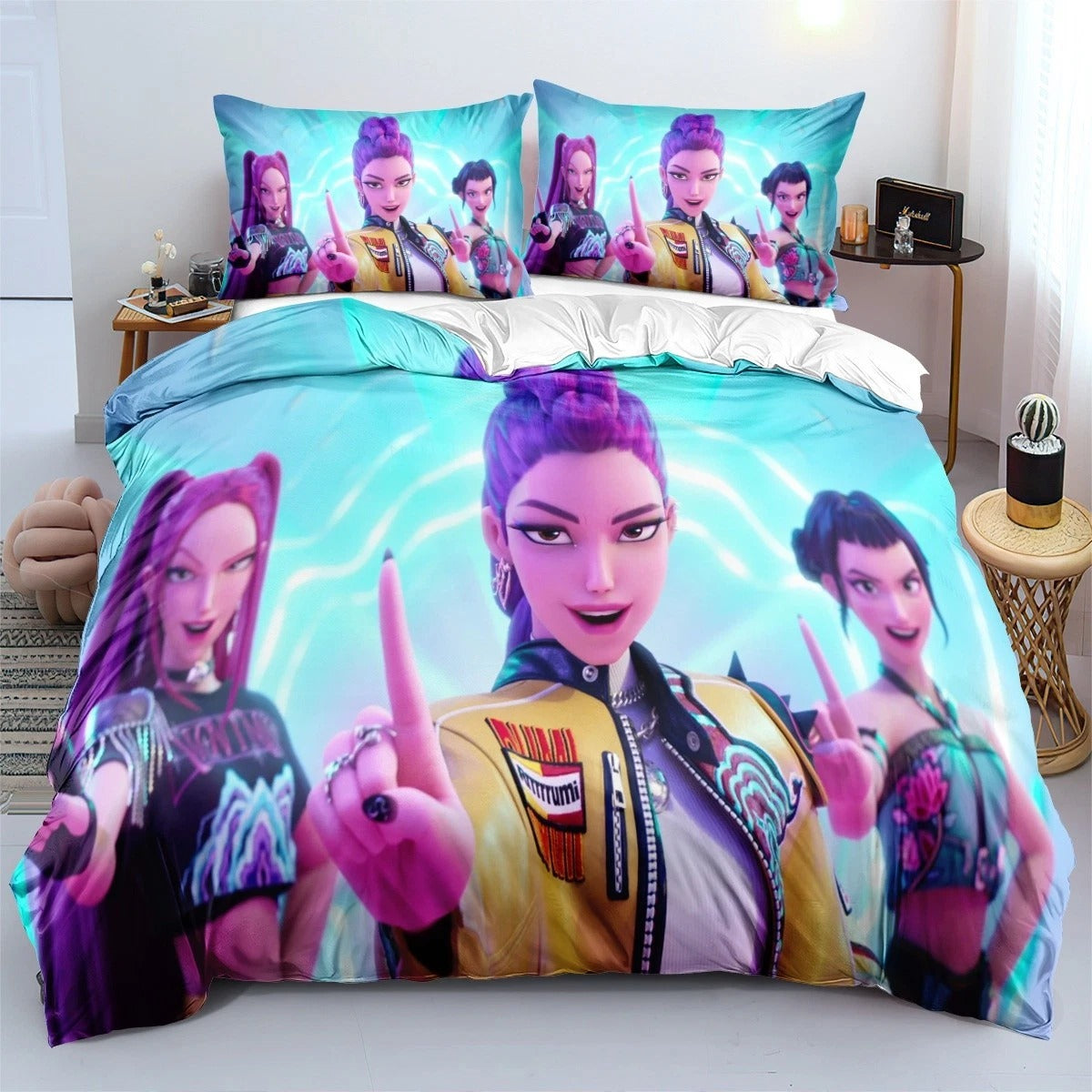 No. 101 Kpop Demon Hunters Crew 3pc comforter set blue