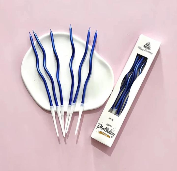 Blue Swirl Party Candles
