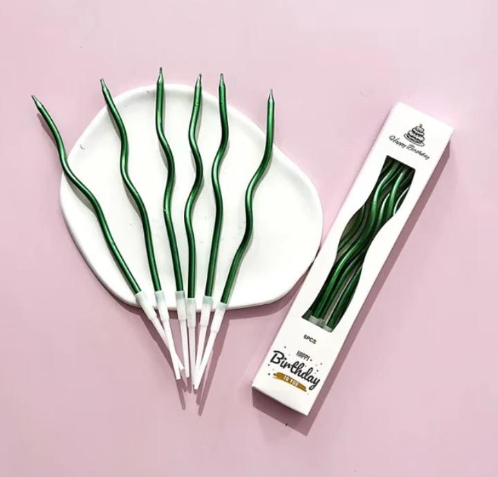Green Swirl Party Candles