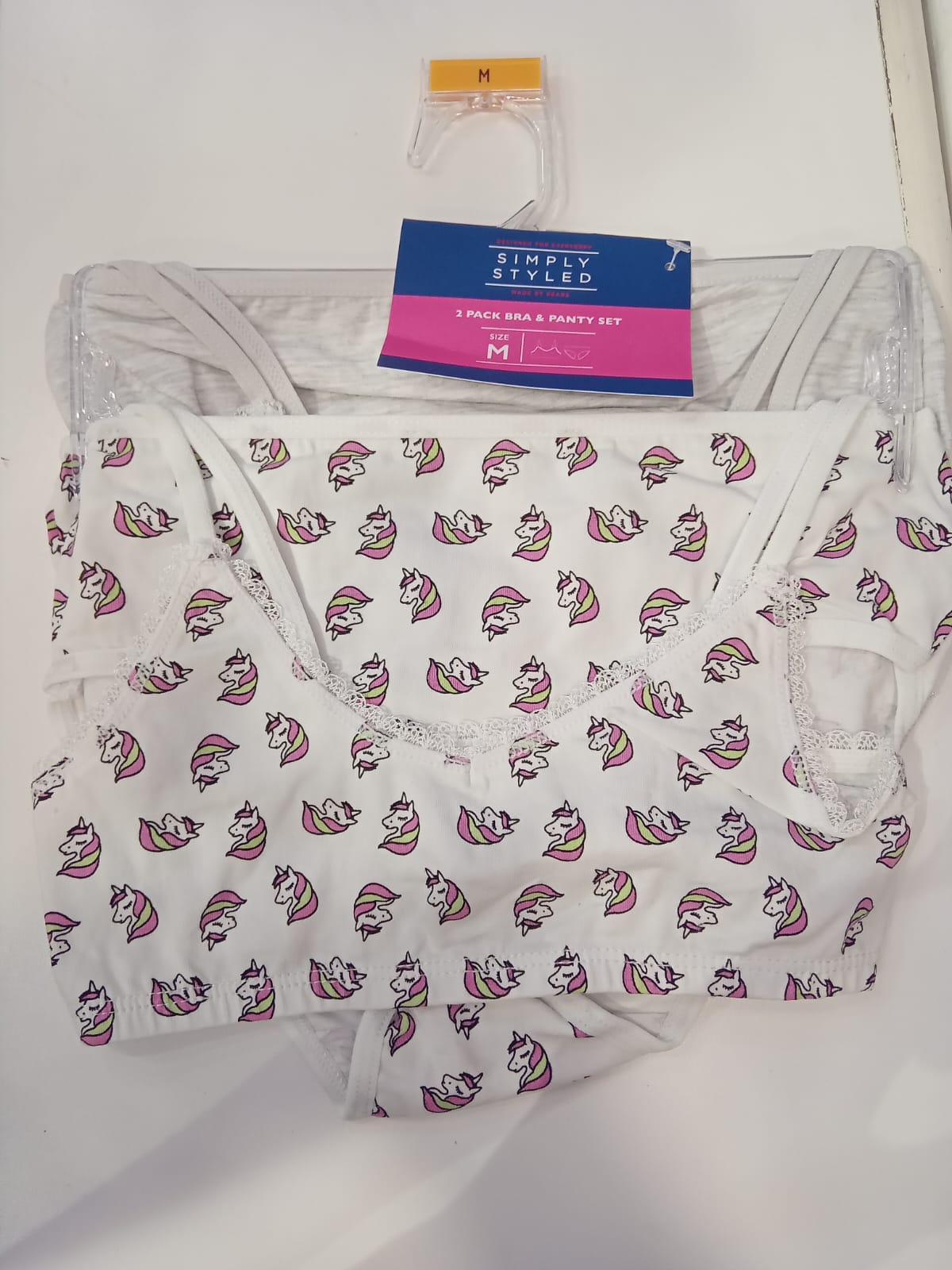 SEARS Simply Styled White Unicorn Training Bra &amp; Panty 4pc set