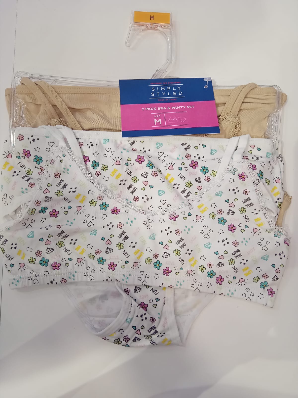 Simply Styled Brown - White Flowers Training Bra &amp; Panty 4pc set