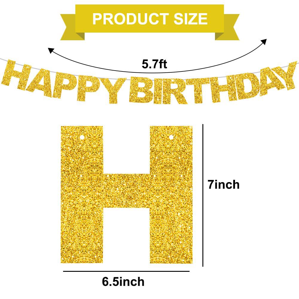 Glitter Gold Happy Birthday Banner