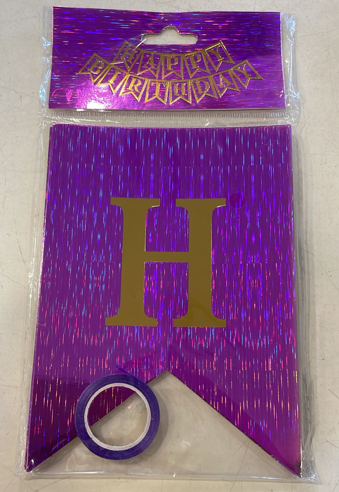 Purple Holographic Happy Birthday Banner