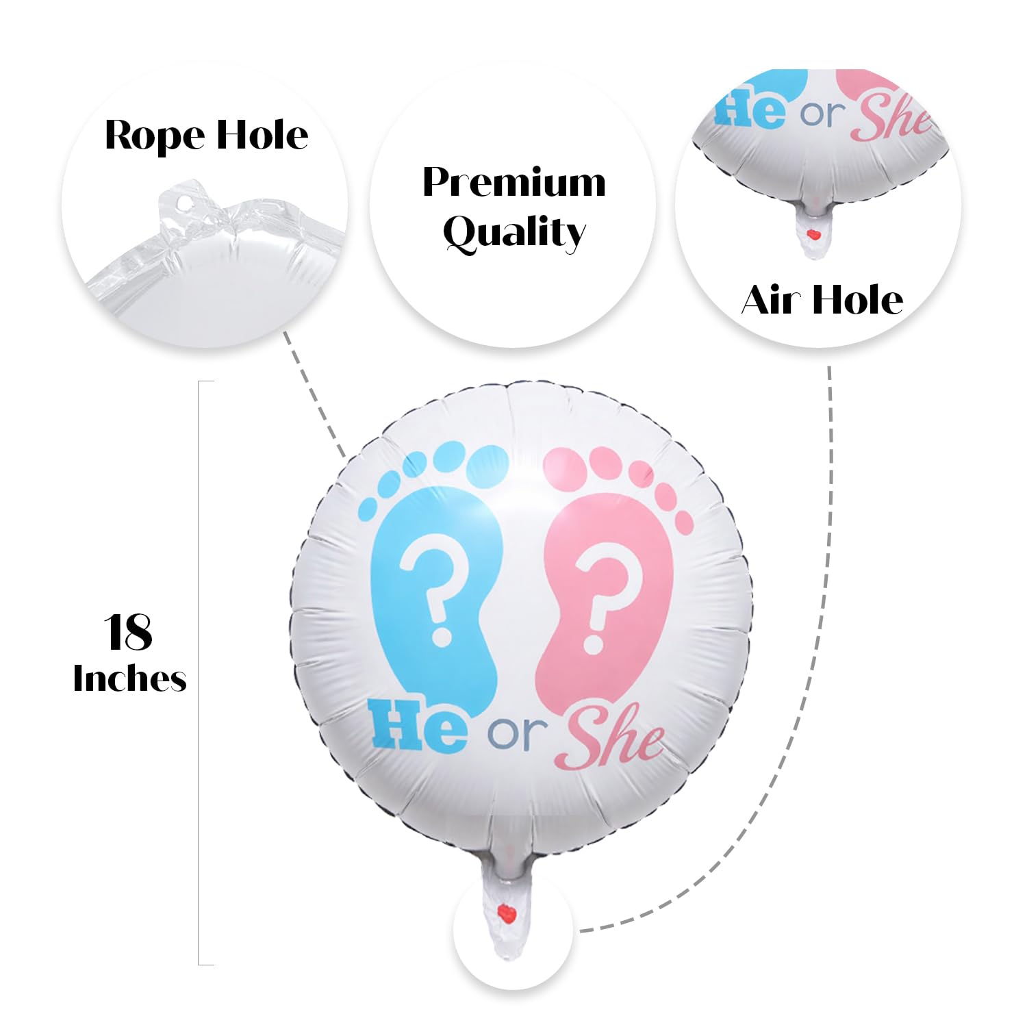 He Or She 18" Round Foil Balloon