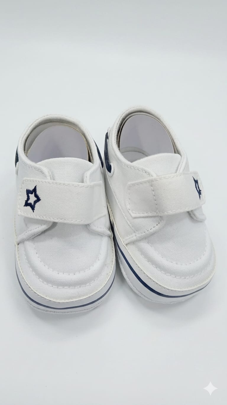 White baby canvas boat shoe