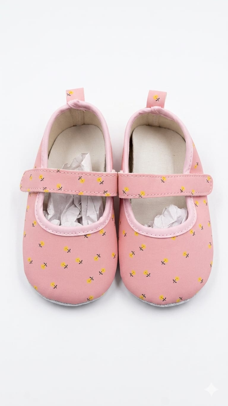 Floral Mary Jane girl flats Pink