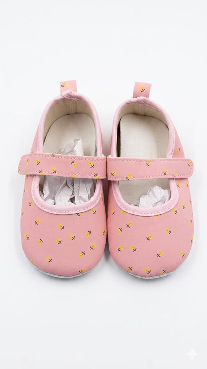 Floral Mary Jane girl flats Pink