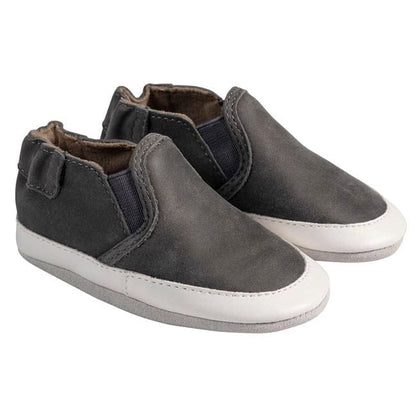 Robeez Grey Liam Slip-on crib shoes