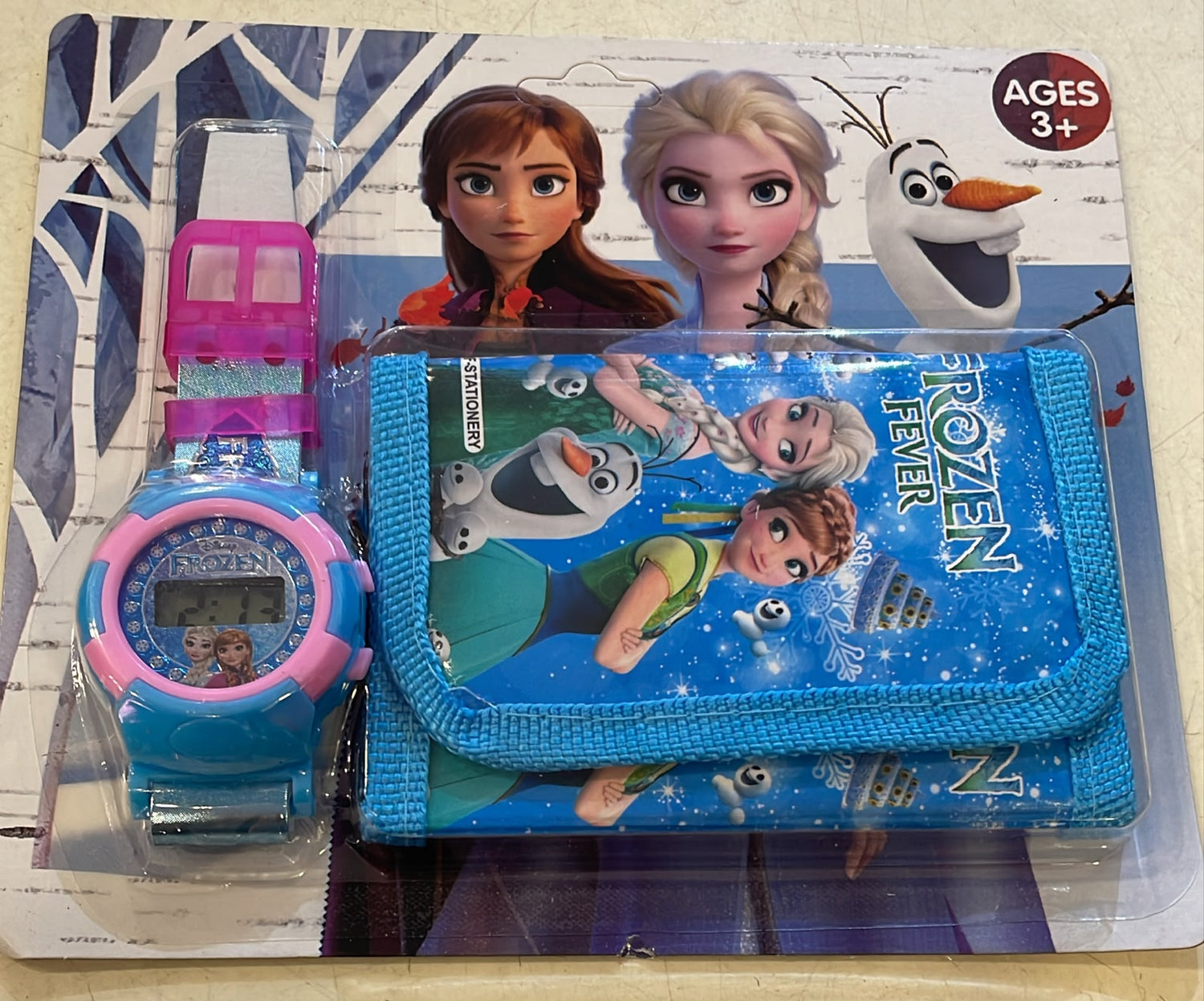Light Pink Frozen Elsa &amp; Anna Watch and Wallet Set