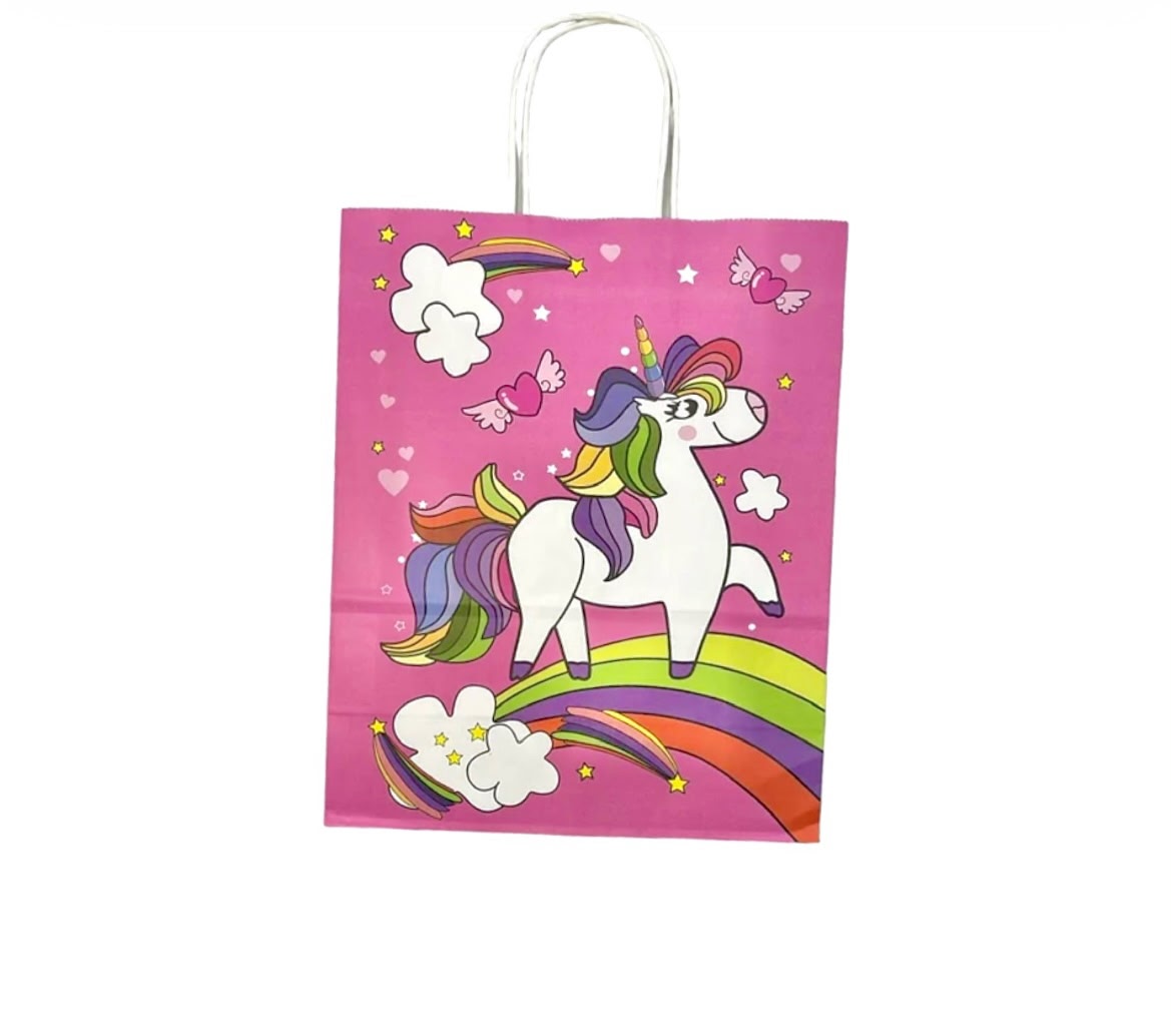Pink Rainbow Unicorn Kraft Bags