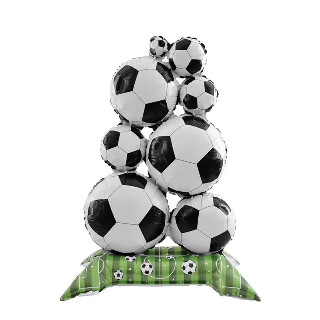Self-Standing Stacked Football Soccer Ball Pile Foil Balloon