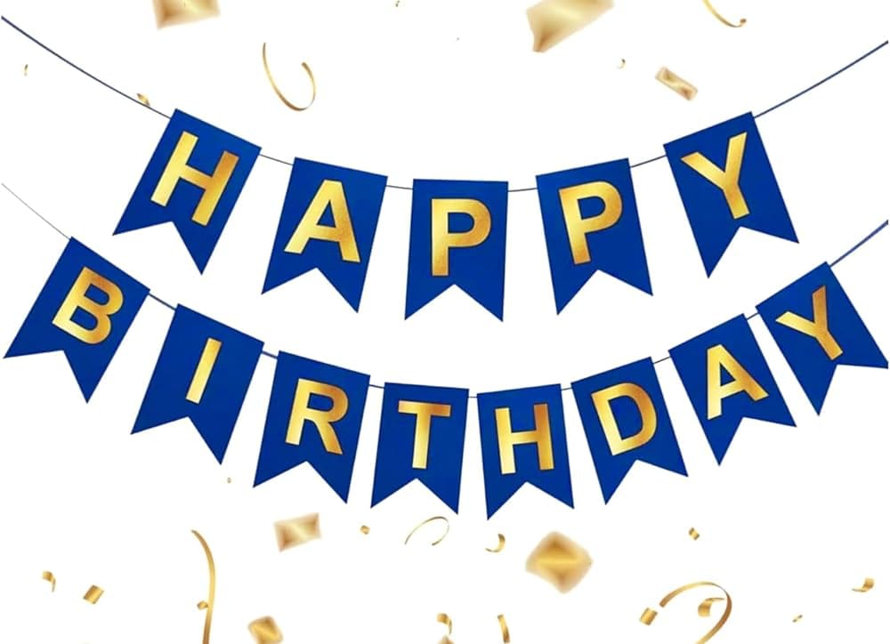 Blue Happy Birthday Banner
