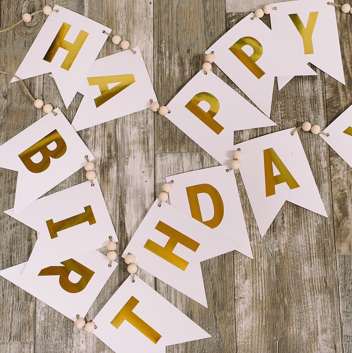 White Happy Birthday Banner