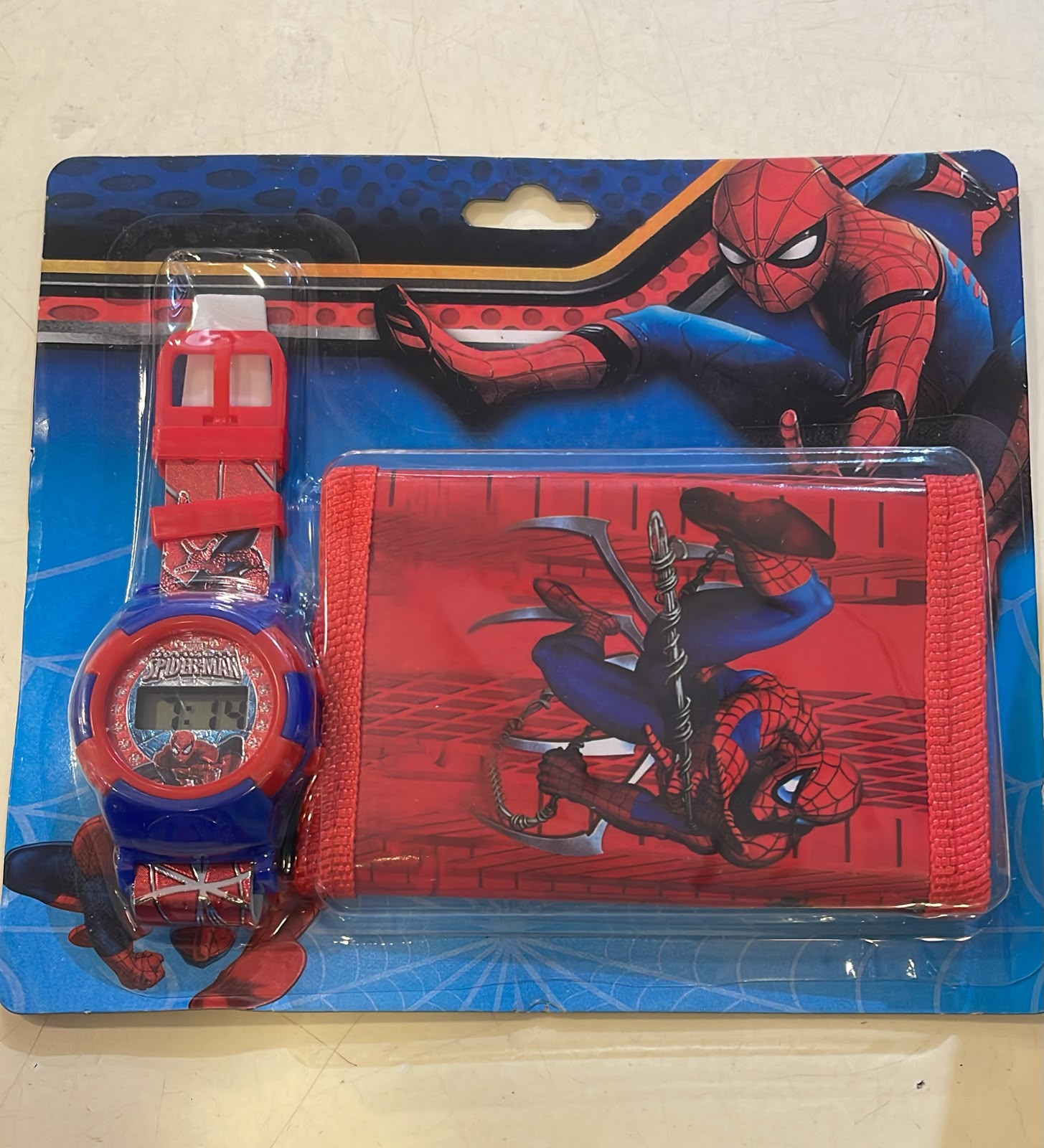 Red and Blue Spider-Man Watch and Wallet Set