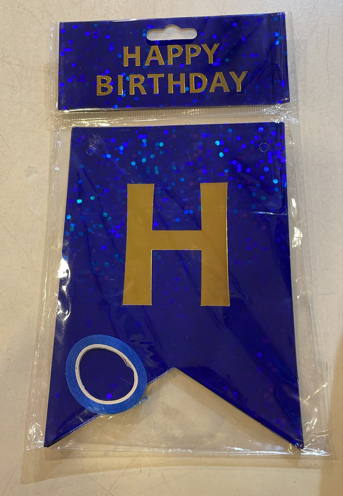 Pixel Royal Blue Happy Birthday Banner