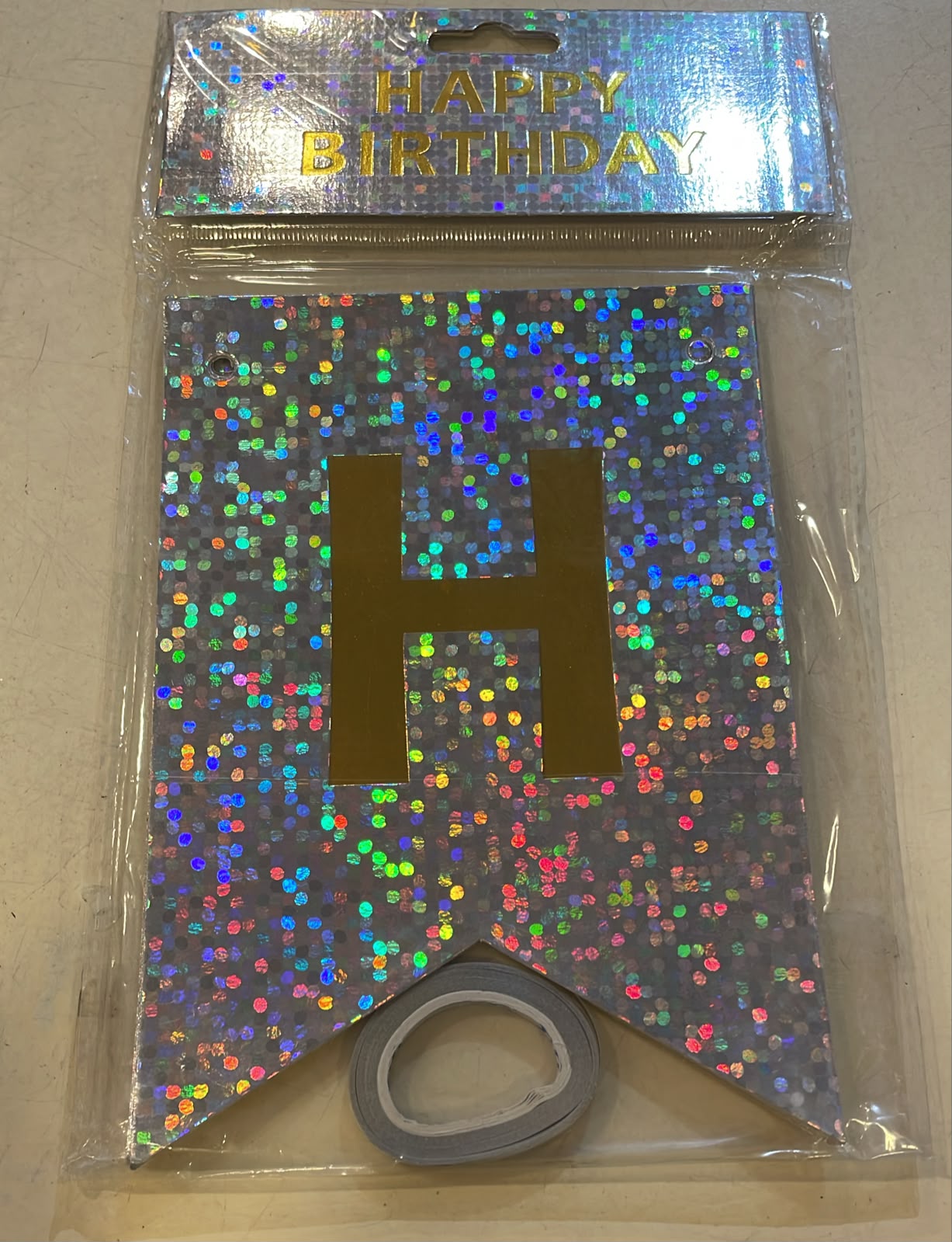 Pixel Silver Happy Birthday Banner