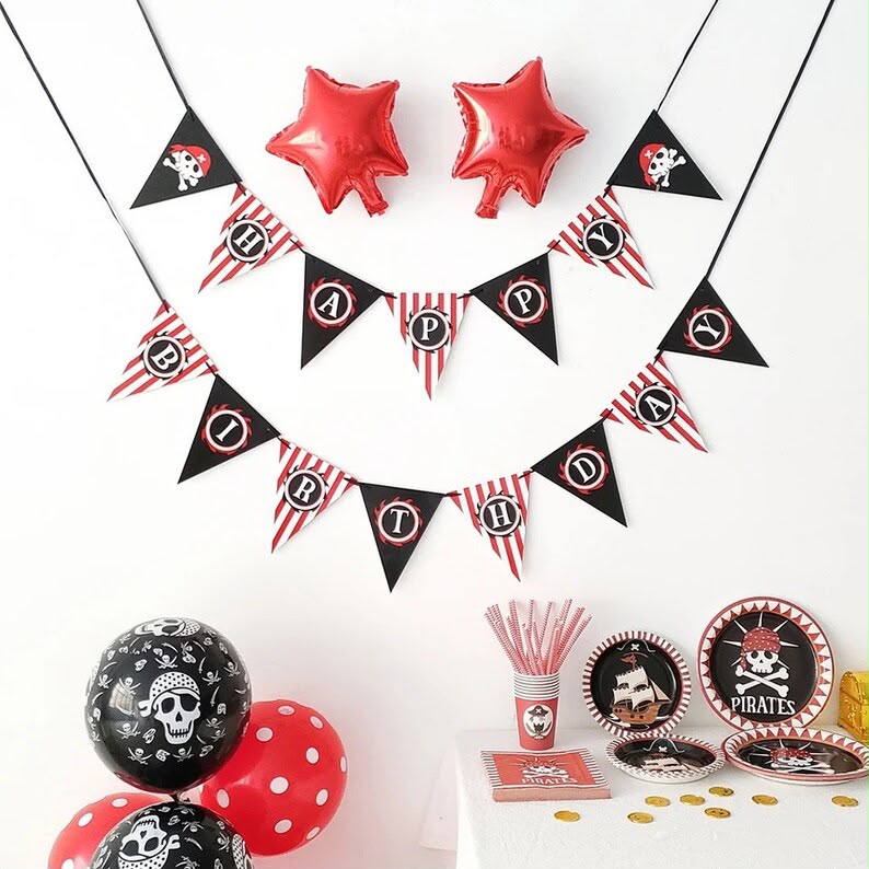 Pirate Theme Happy Birthday Banner