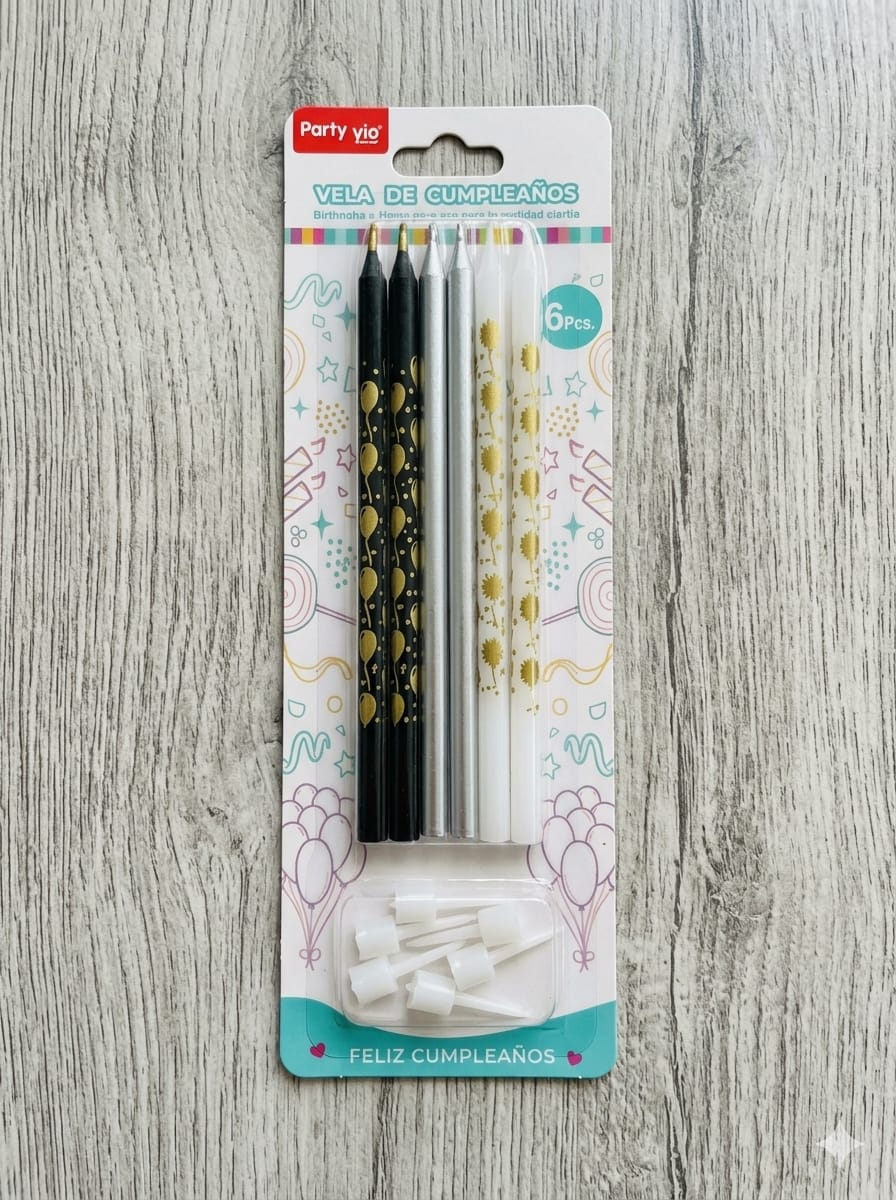 Black and Silver Birthday Candles