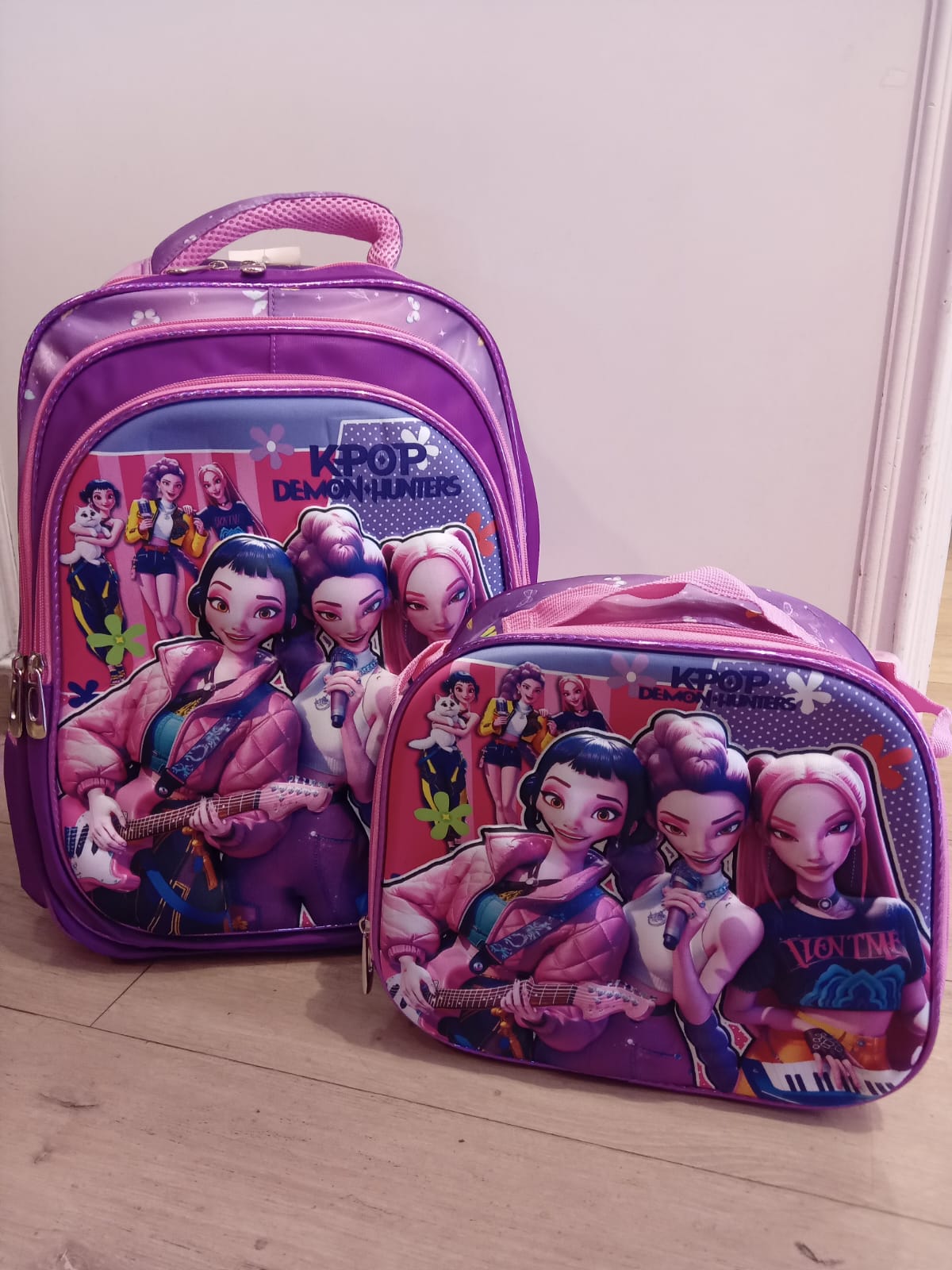 Kpop Demon Hunter 2pc Purple Backpack Set 17 inch