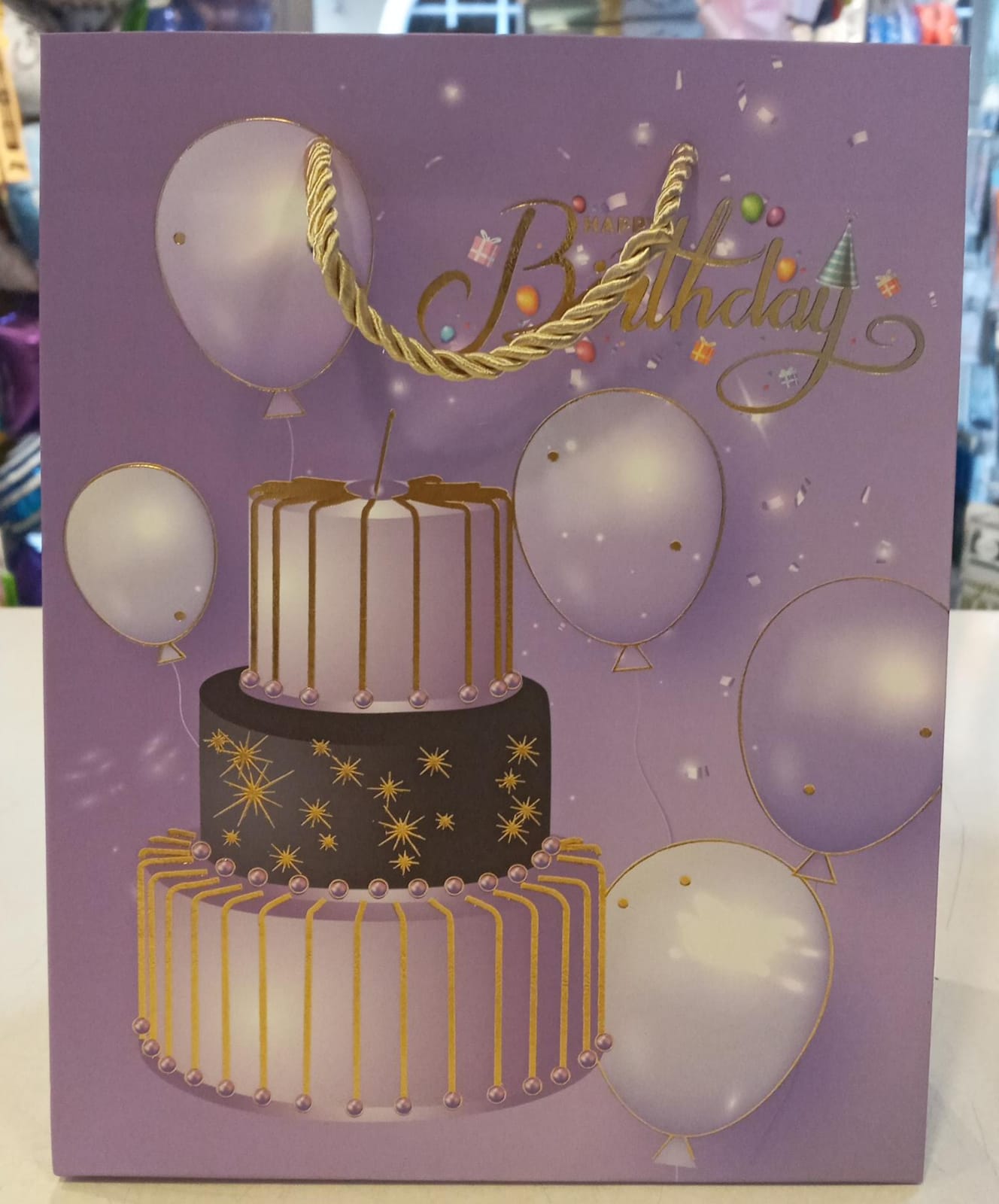 Happy Birthday Purple Cake Gift Bag