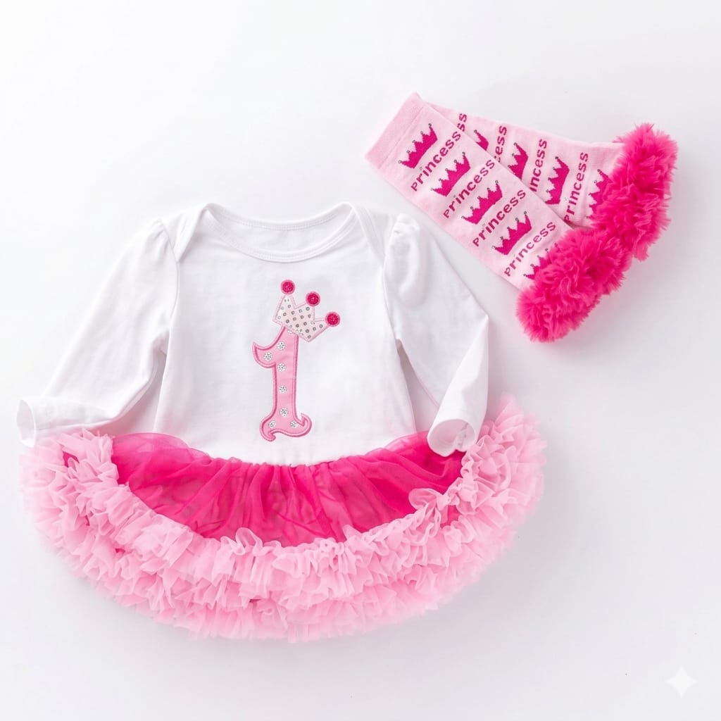 1st Girls Birthday Ultra pink fusion Outfit (no headband &amp; shoes)