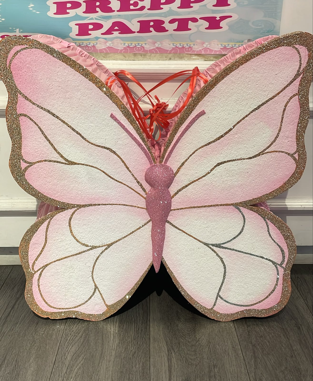 Pink Glitter Butterfly Pinata