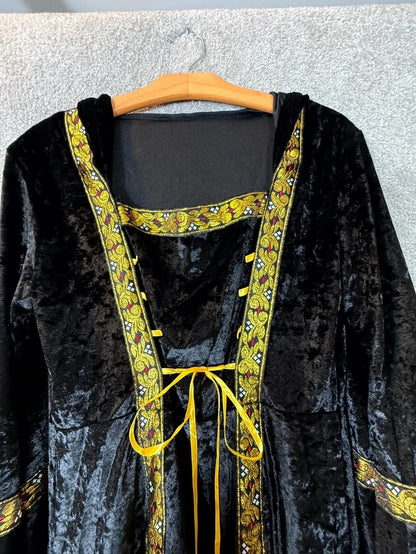 Velvet Medieval Dress Floor Length Gothic Steampunk Skirt Renaissance Victorian Halloween Costumes Ball Gown