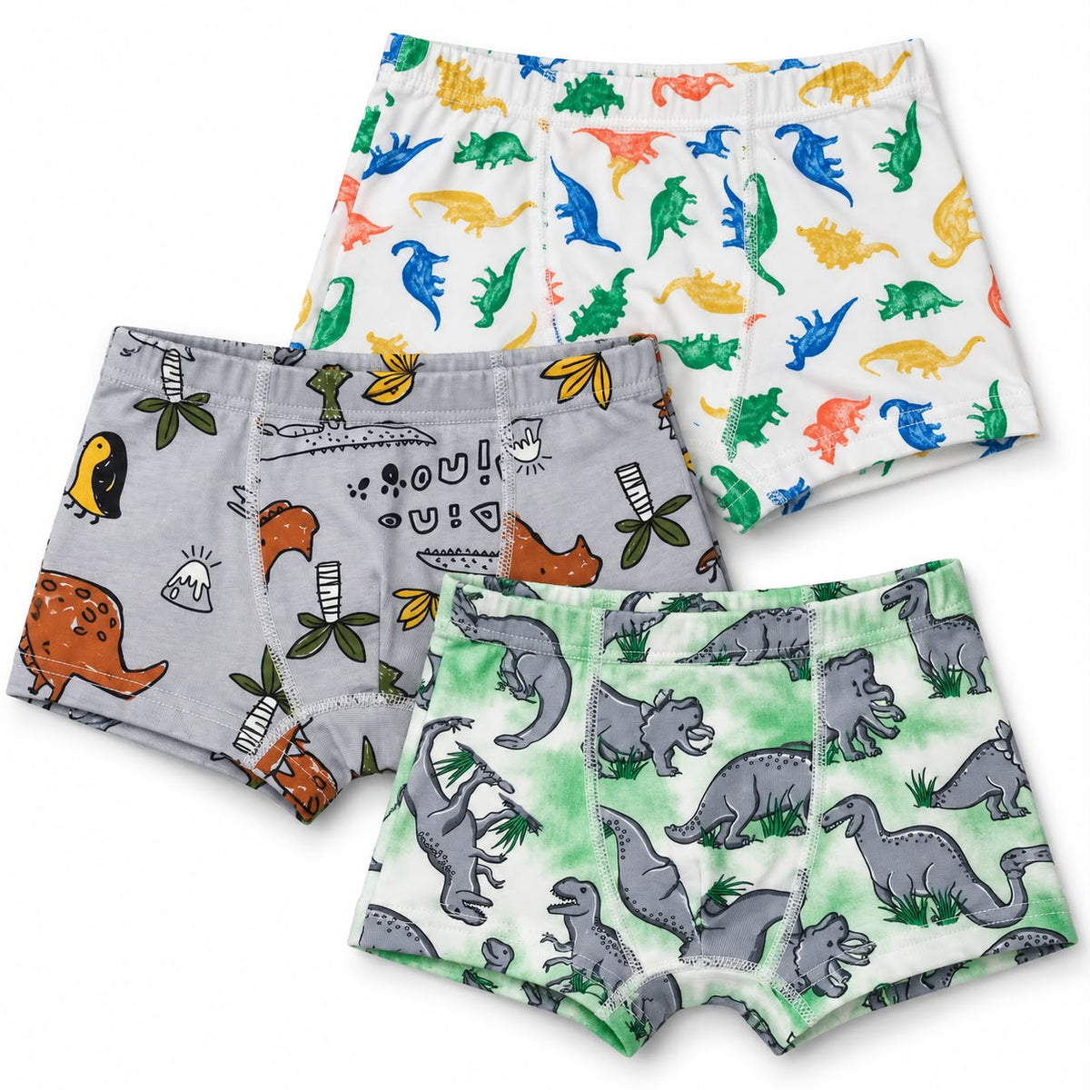 3 Piece Boys Dinosaur Boxer Underwear