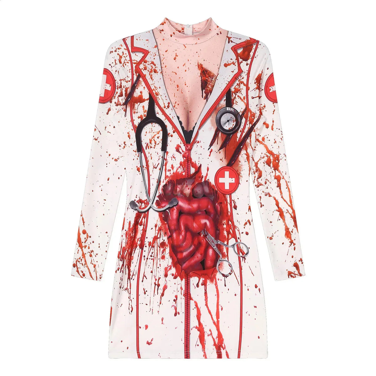 Adult Bloody Zombie Nurse Cosplay Costume ( NO WEAPON)