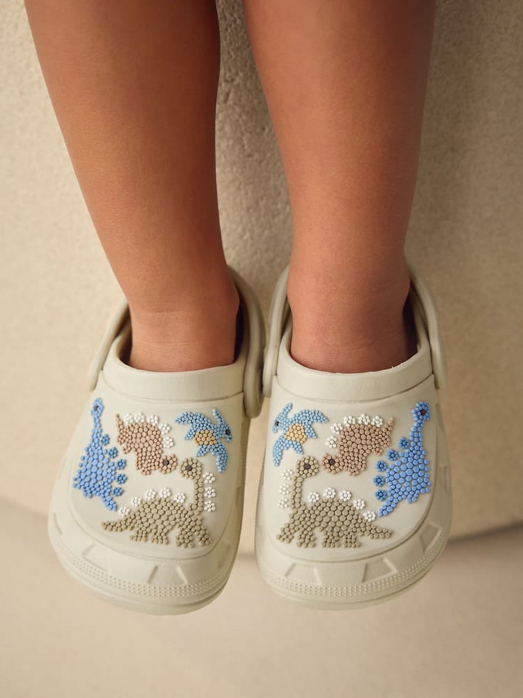NEXT Dinosaur Cream Clogs