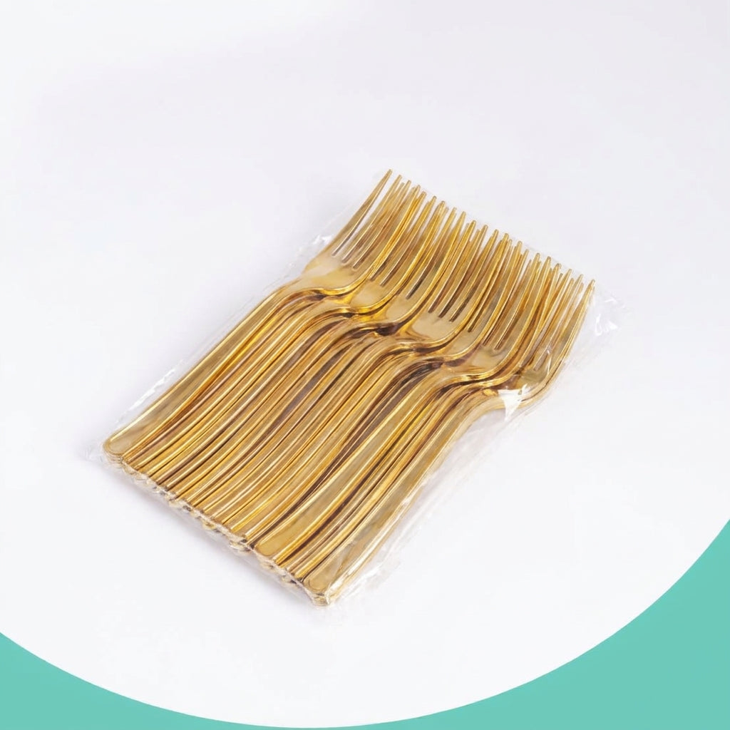 16 pc Gold Plastic Forks