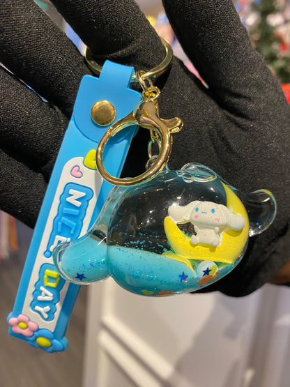 Acrylic Moving Liquid Sanrio Keychain - Preppy Kids (Grand Bazaar)