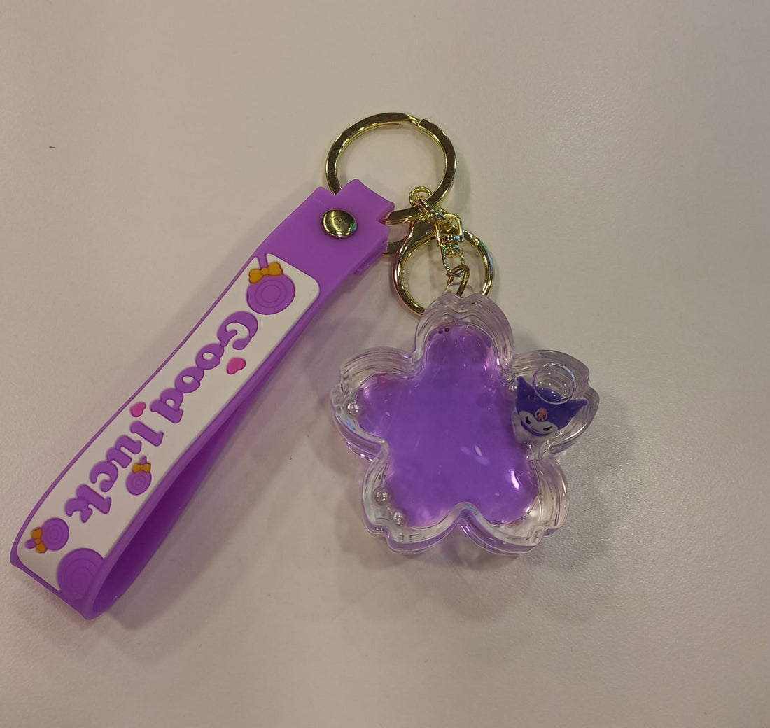 Acrylic Moving Liquid Kuromi Keychain - Preppy Kids (Grand Bazaar)