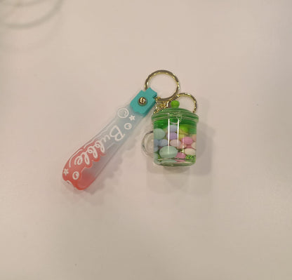 Acrylic Moving Liquid Cup Keychain - Preppy Kids (Grand Bazaar)