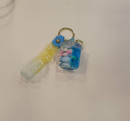 Acrylic Moving Liquid Cup Keychain - Preppy Kids (Grand Bazaar)