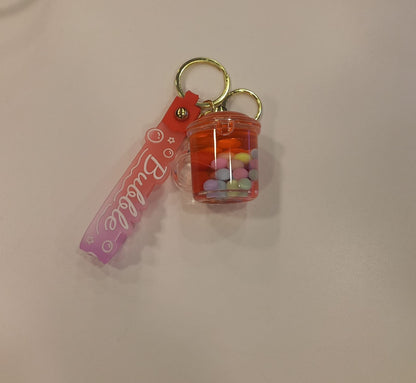 Acrylic Moving Liquid Cup Keychain - Preppy Kids (Grand Bazaar)