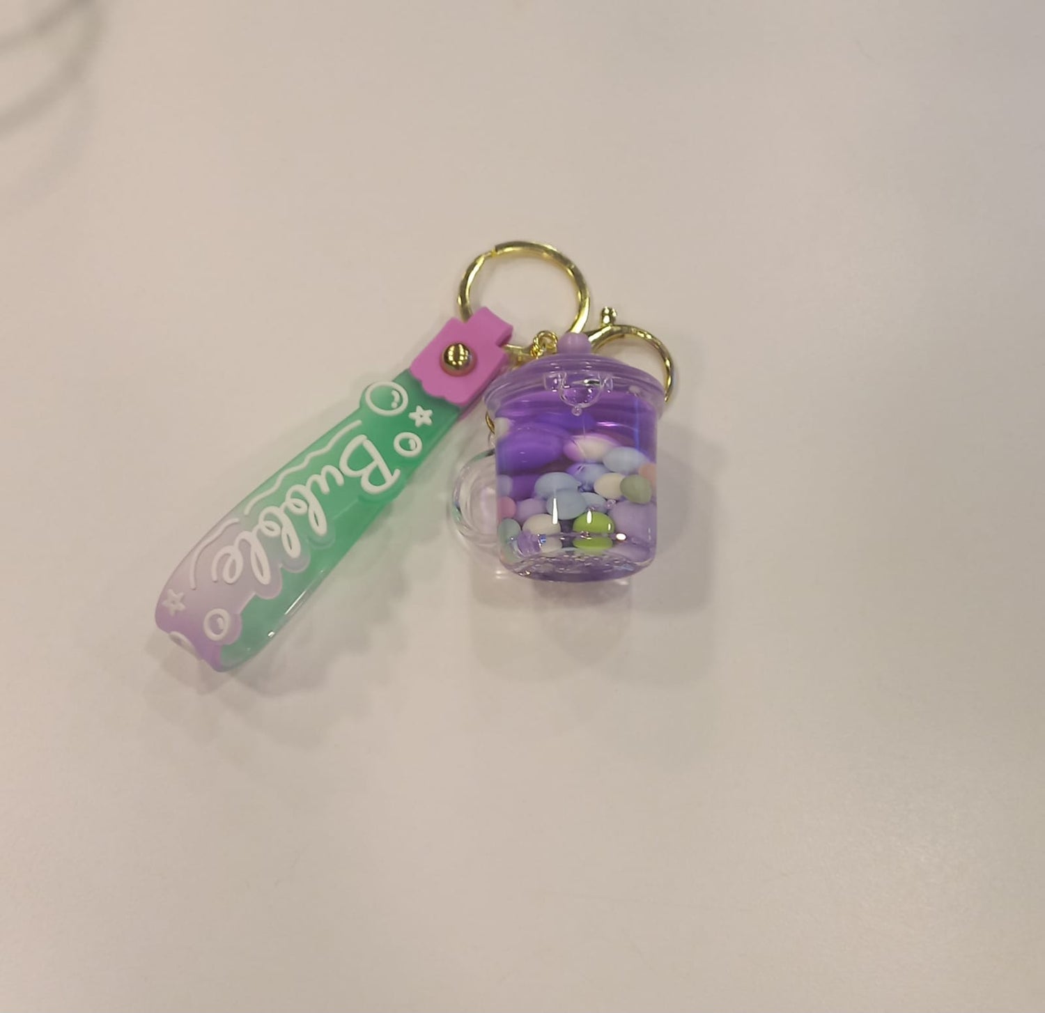 Acrylic Moving Liquid Cup Keychain - Preppy Kids (Grand Bazaar)